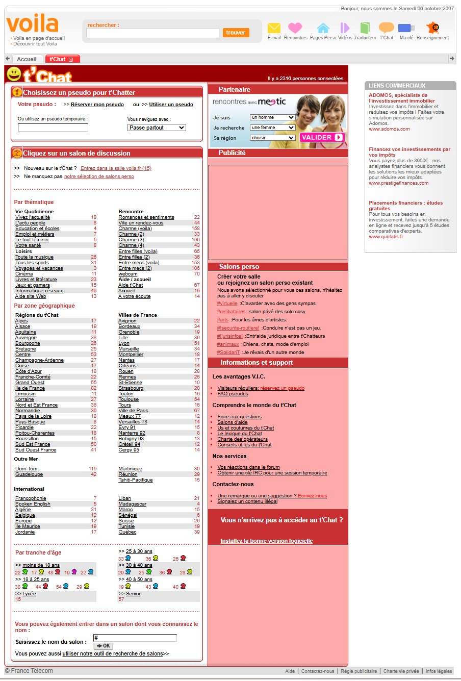 Page du tChat Voilà le 6 octobre 2007