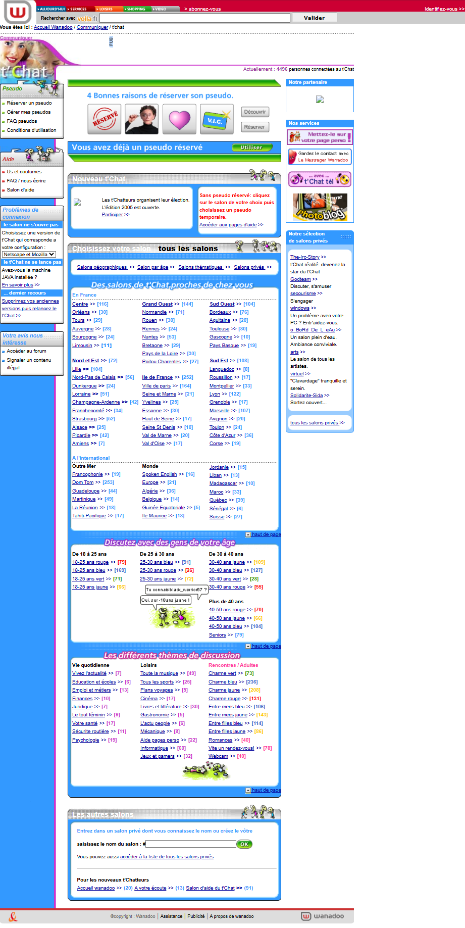 Page du tChat Wanadoo métallisé en 2005